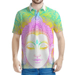 Colorful Buddha Mandala Print Men's Polo Shirt