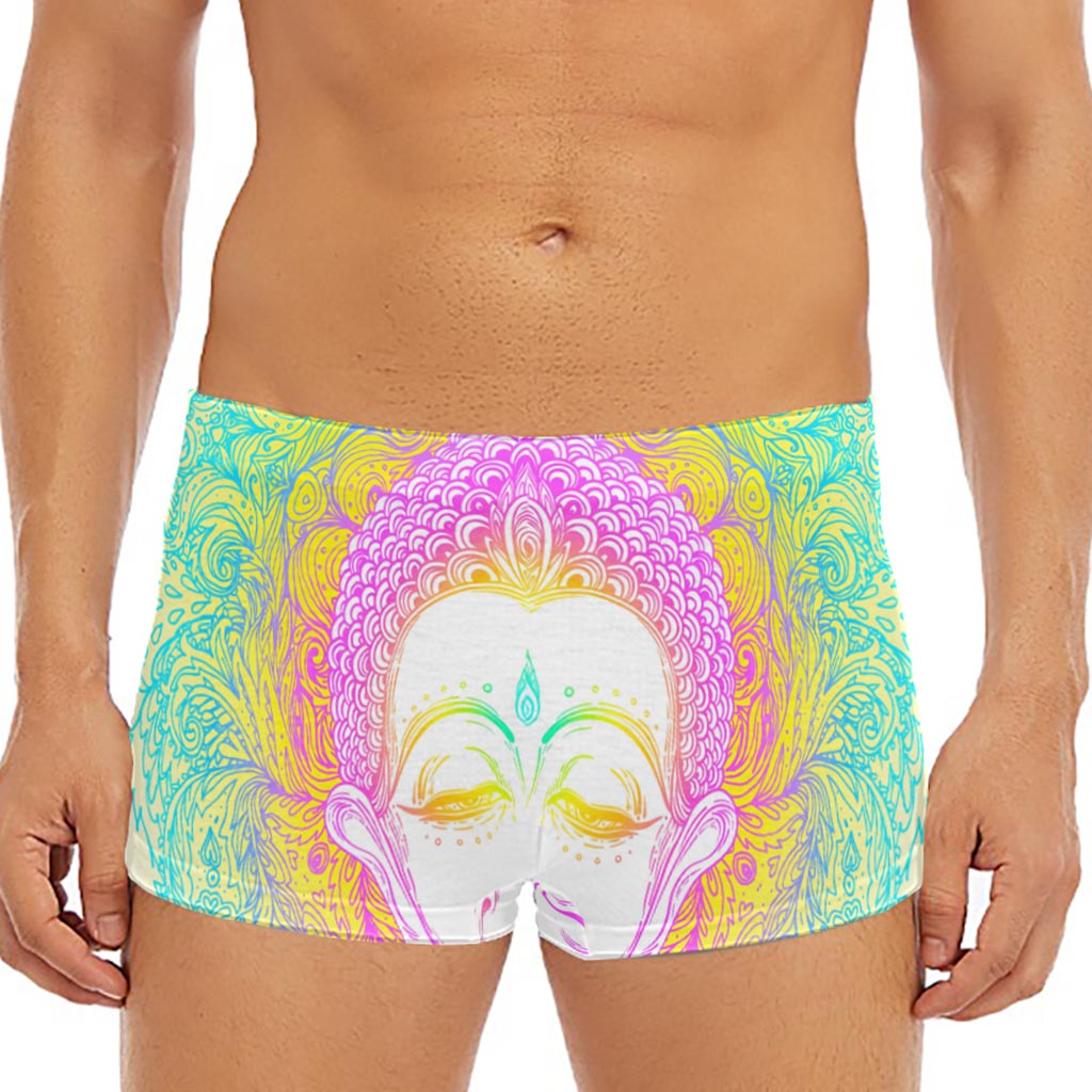 Colorful Buddha Mandala Print Men's Short Boxer Briefs
