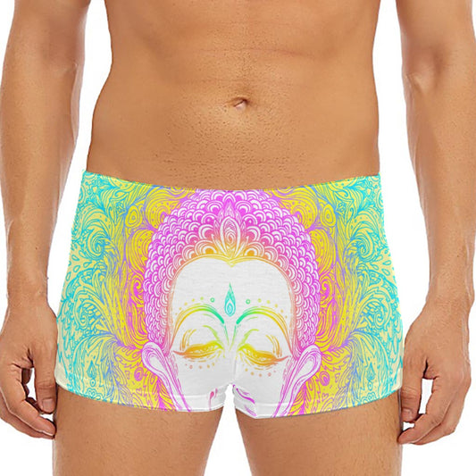 Colorful Buddha Mandala Print Men's Short Boxer Briefs