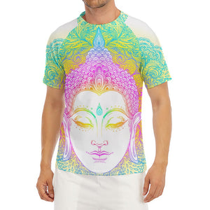 Colorful Buddha Mandala Print Men's Short Sleeve Rash Guard