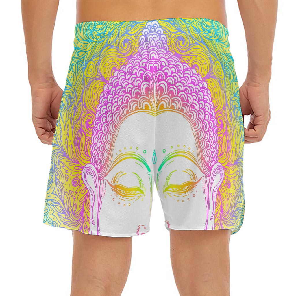 Colorful Buddha Mandala Print Men's Split Running Shorts