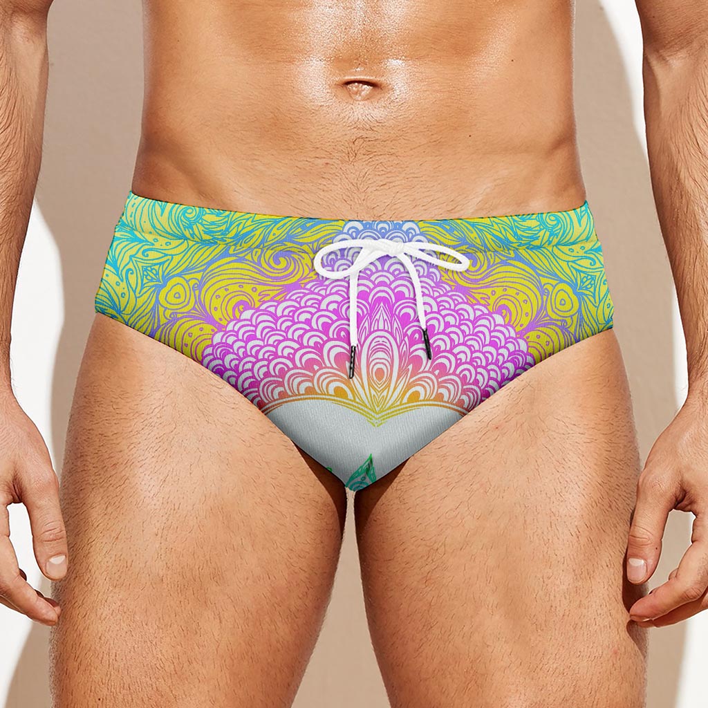 Colorful Buddha Mandala Print Men's Swim Briefs