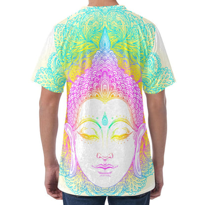 Colorful Buddha Mandala Print Men's Velvet T-Shirt