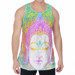 Colorful Buddha Mandala Print Men's Velvet Tank Top