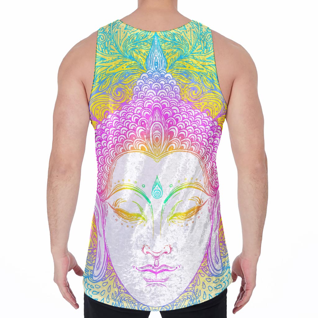 Colorful Buddha Mandala Print Men's Velvet Tank Top