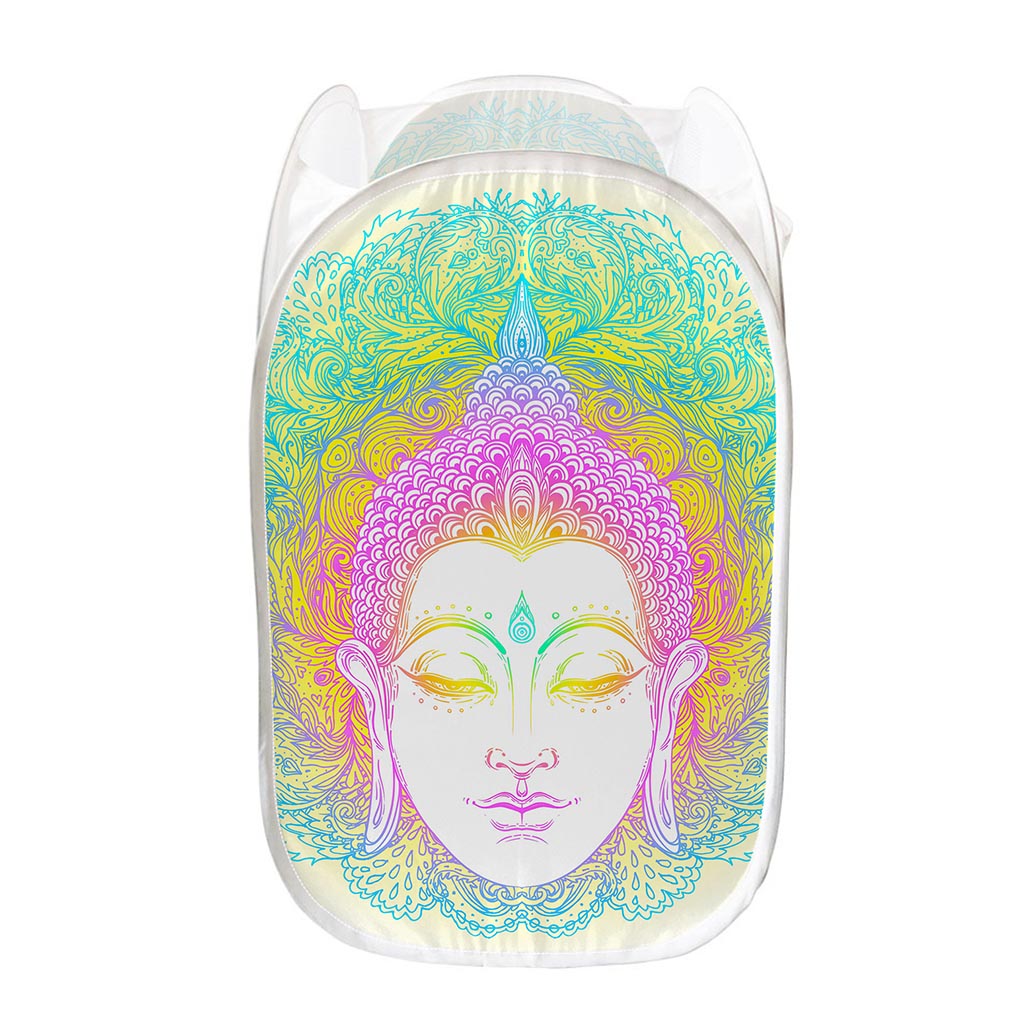 Colorful Buddha Mandala Print Mesh Laundry Hamper