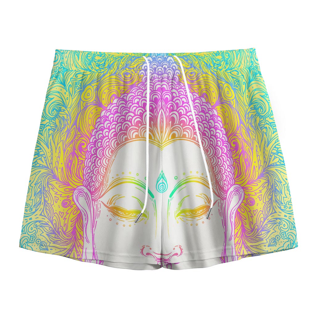 Colorful Buddha Mandala Print Mesh Shorts