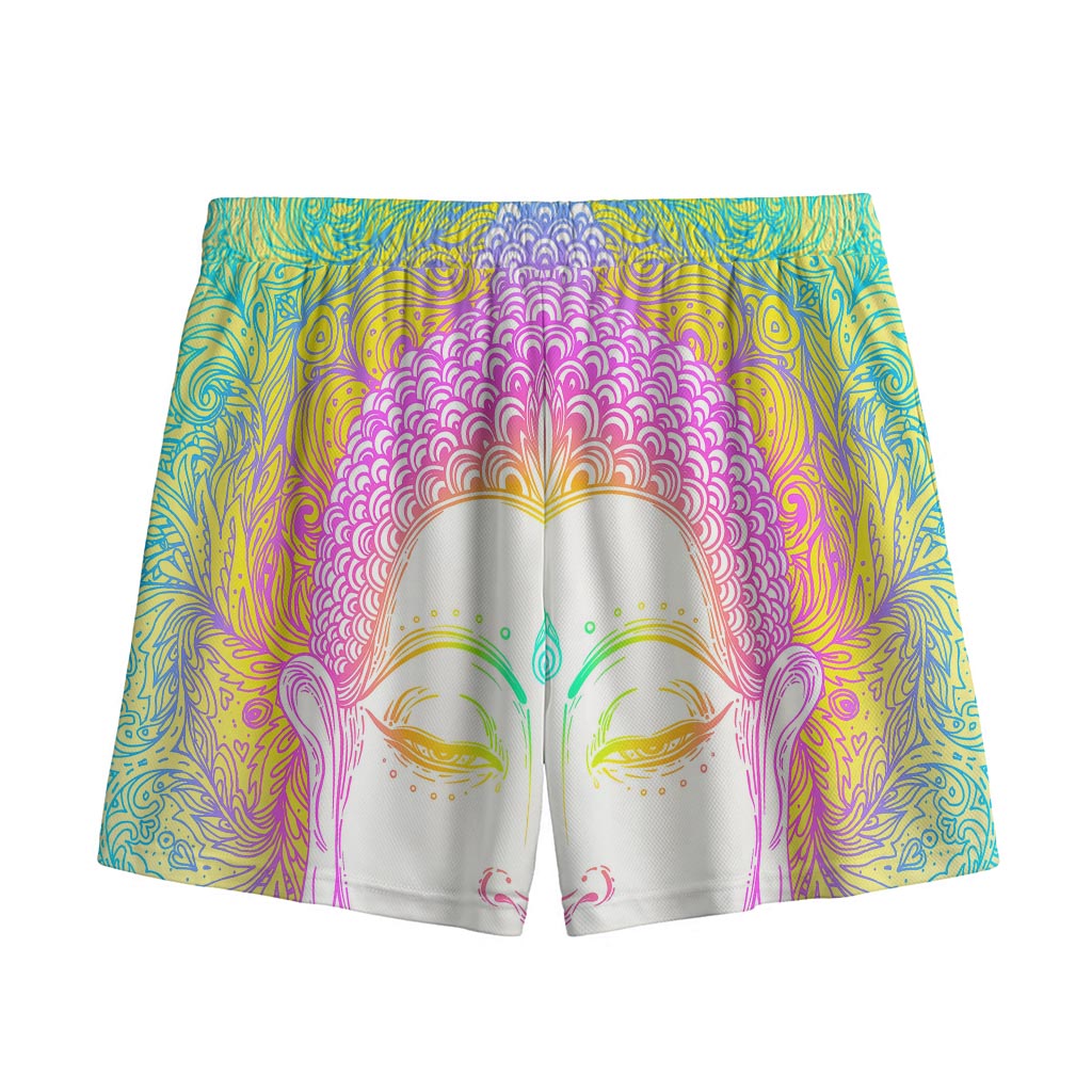 Colorful Buddha Mandala Print Mesh Shorts