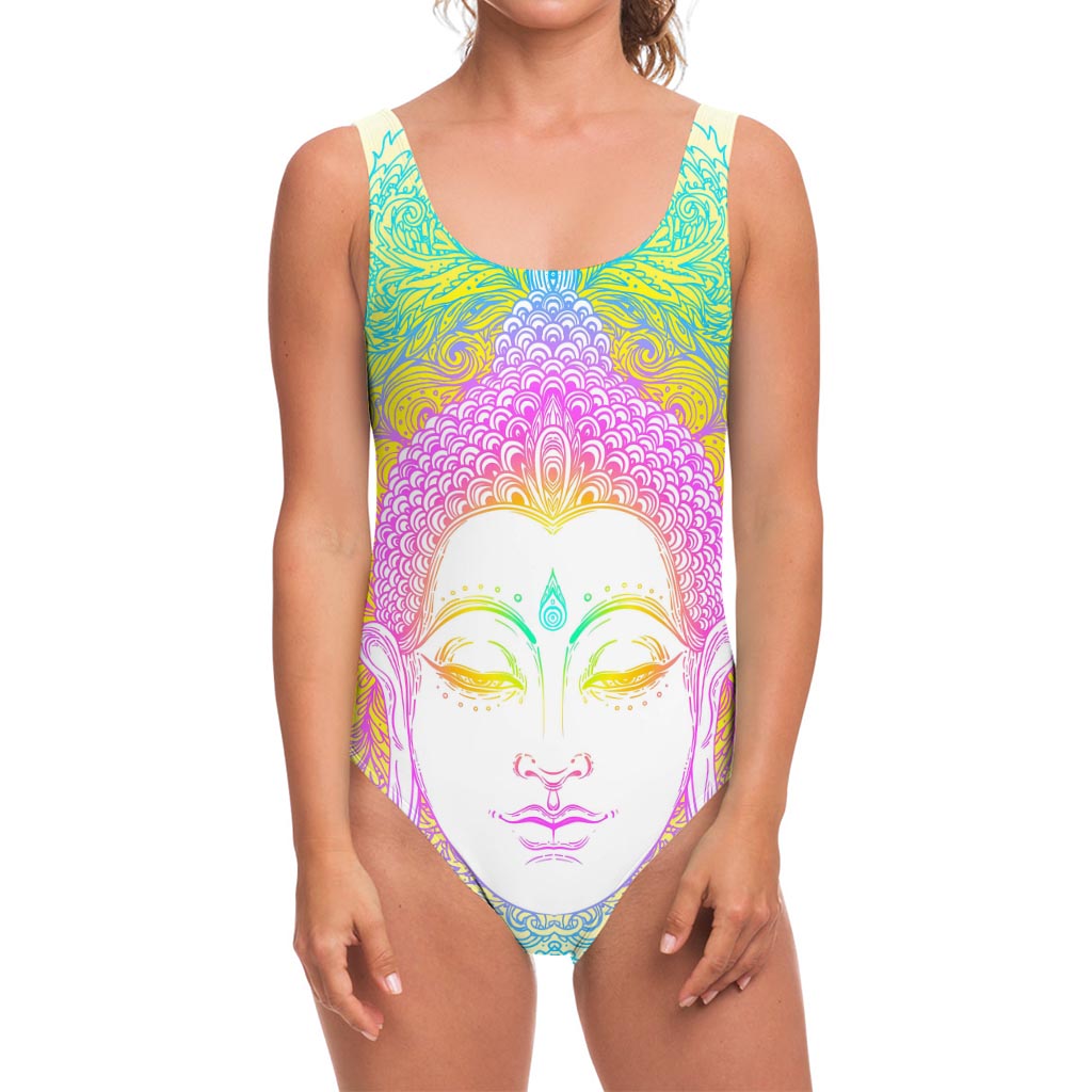 Colorful Buddha Mandala Print One Piece Swimsuit