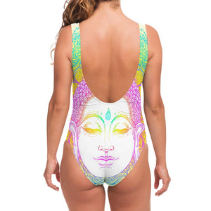 Colorful Buddha Mandala Print One Piece Swimsuit