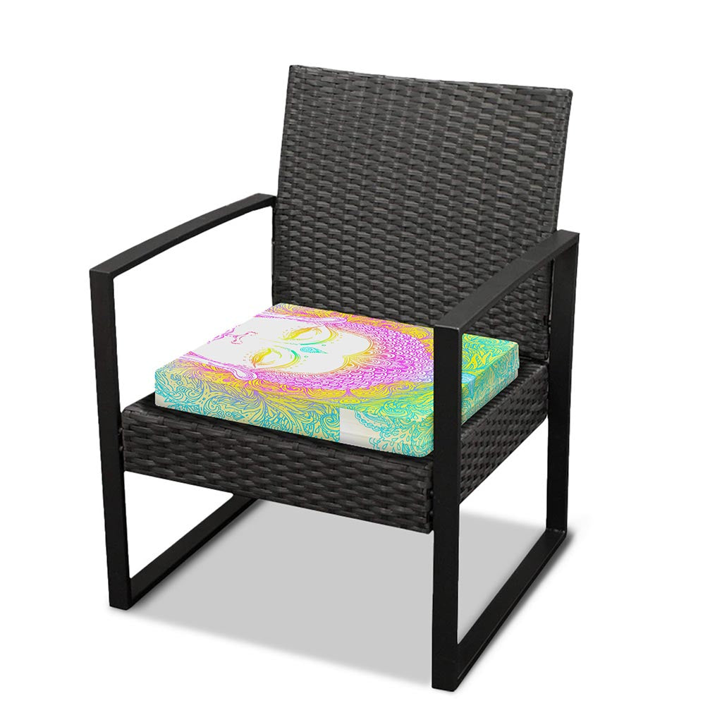 Colorful Buddha Mandala Print Outdoor Seat Cushion Cover