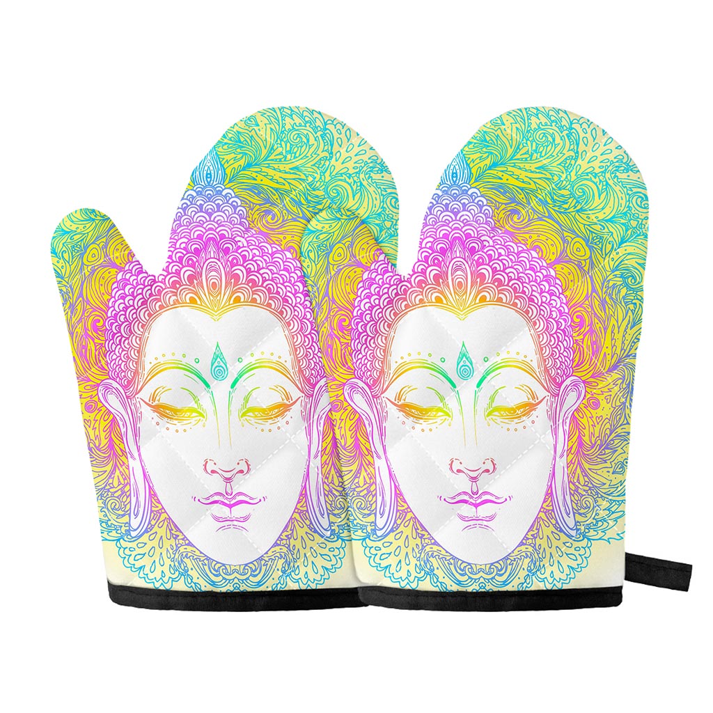 Colorful Buddha Mandala Print Oven Mitts