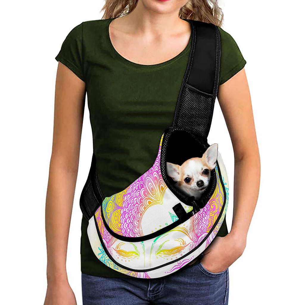 Colorful Buddha Mandala Print Pet Sling Carrier