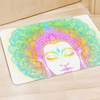 Colorful Buddha Mandala Print Polyester Doormat