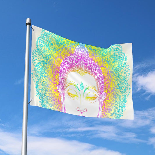 Colorful Buddha Mandala Print Polyester Flag