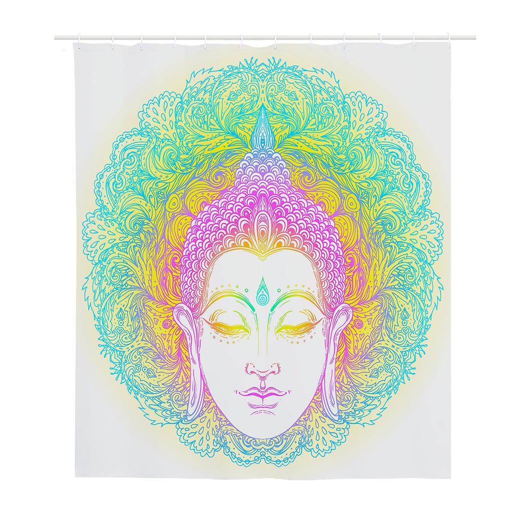 Colorful Buddha Mandala Print Polyester Shower Curtain
