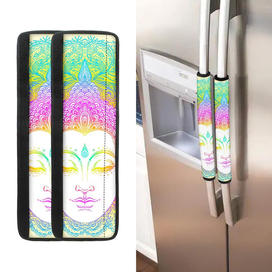 Colorful Buddha Mandala Print Refrigerator Handle Covers