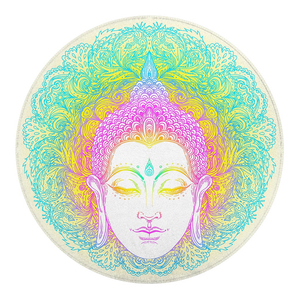 Colorful Buddha Mandala Print Round Blanket