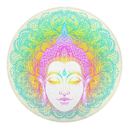 Colorful Buddha Mandala Print Round Blanket