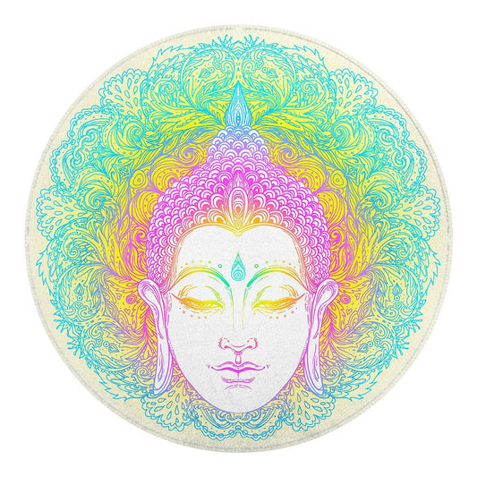 Colorful Buddha Mandala Print Round Blanket