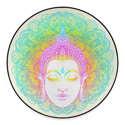Colorful Buddha Mandala Print Round Floor Mat