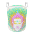 Colorful Buddha Mandala Print Round Laundry Basket