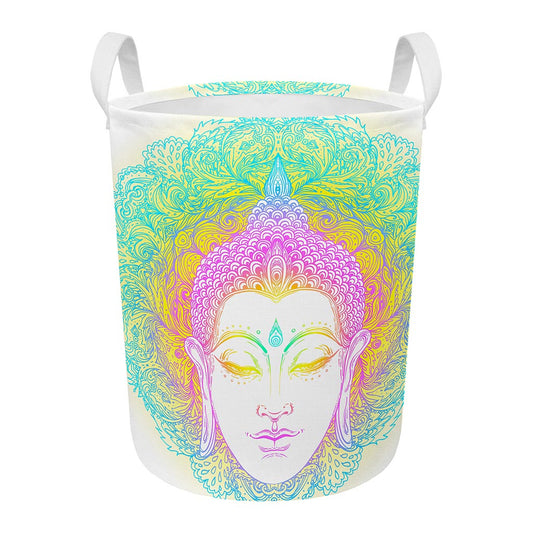 Colorful Buddha Mandala Print Round Laundry Basket