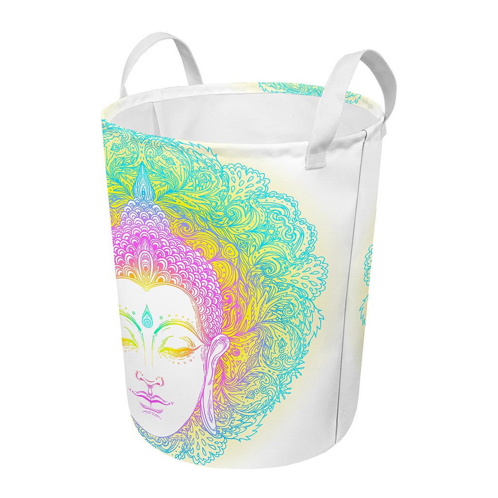 Colorful Buddha Mandala Print Round Laundry Basket
