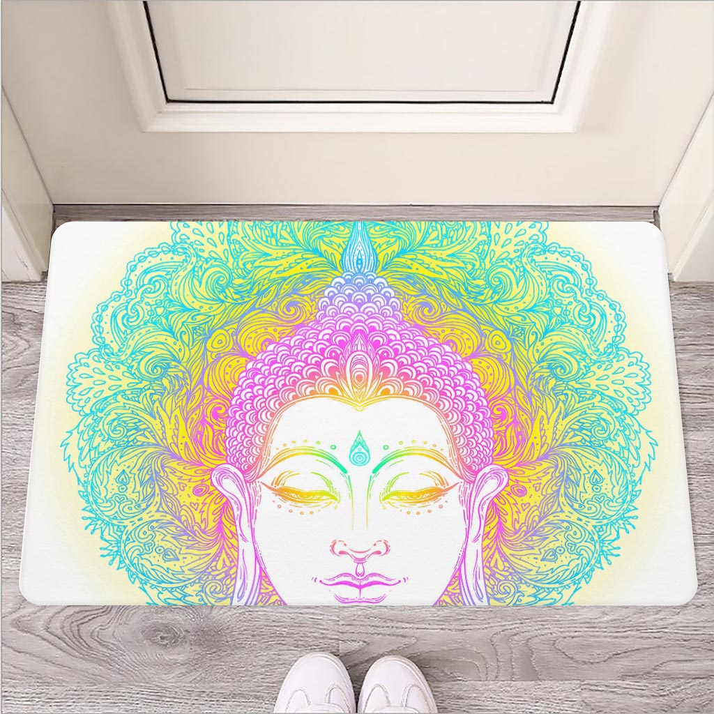 Colorful Buddha Mandala Print Rubber Doormat