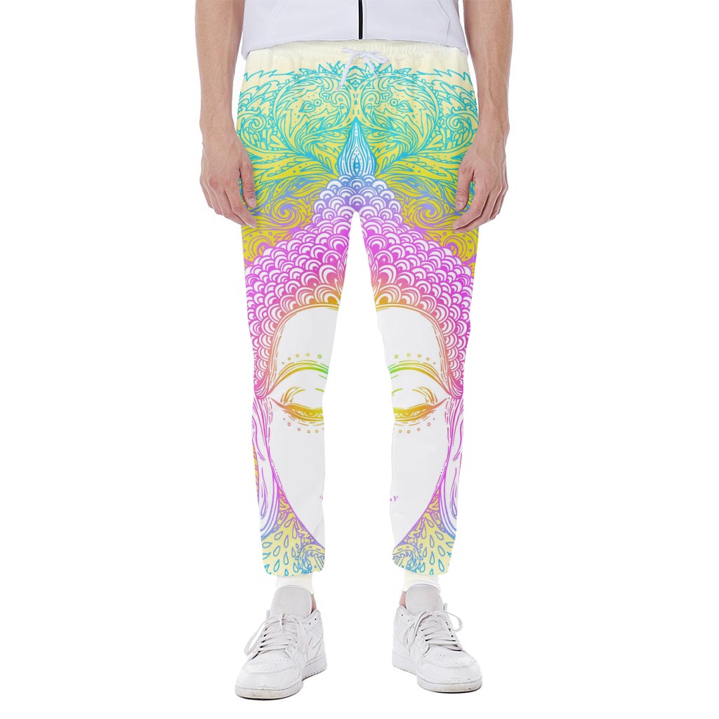 Colorful Buddha Mandala Print Scuba Joggers