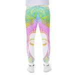 Colorful Buddha Mandala Print Scuba Joggers