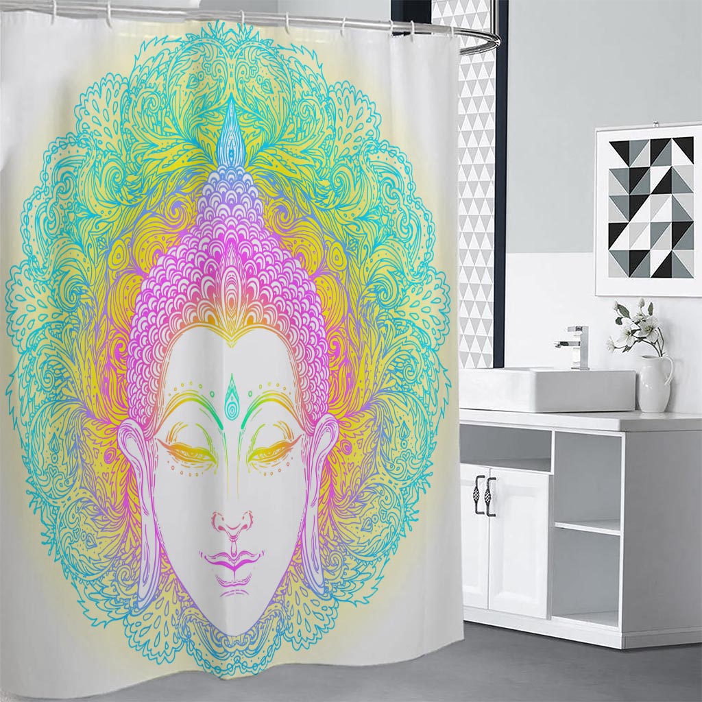 Colorful Buddha Mandala Print Shower Curtain