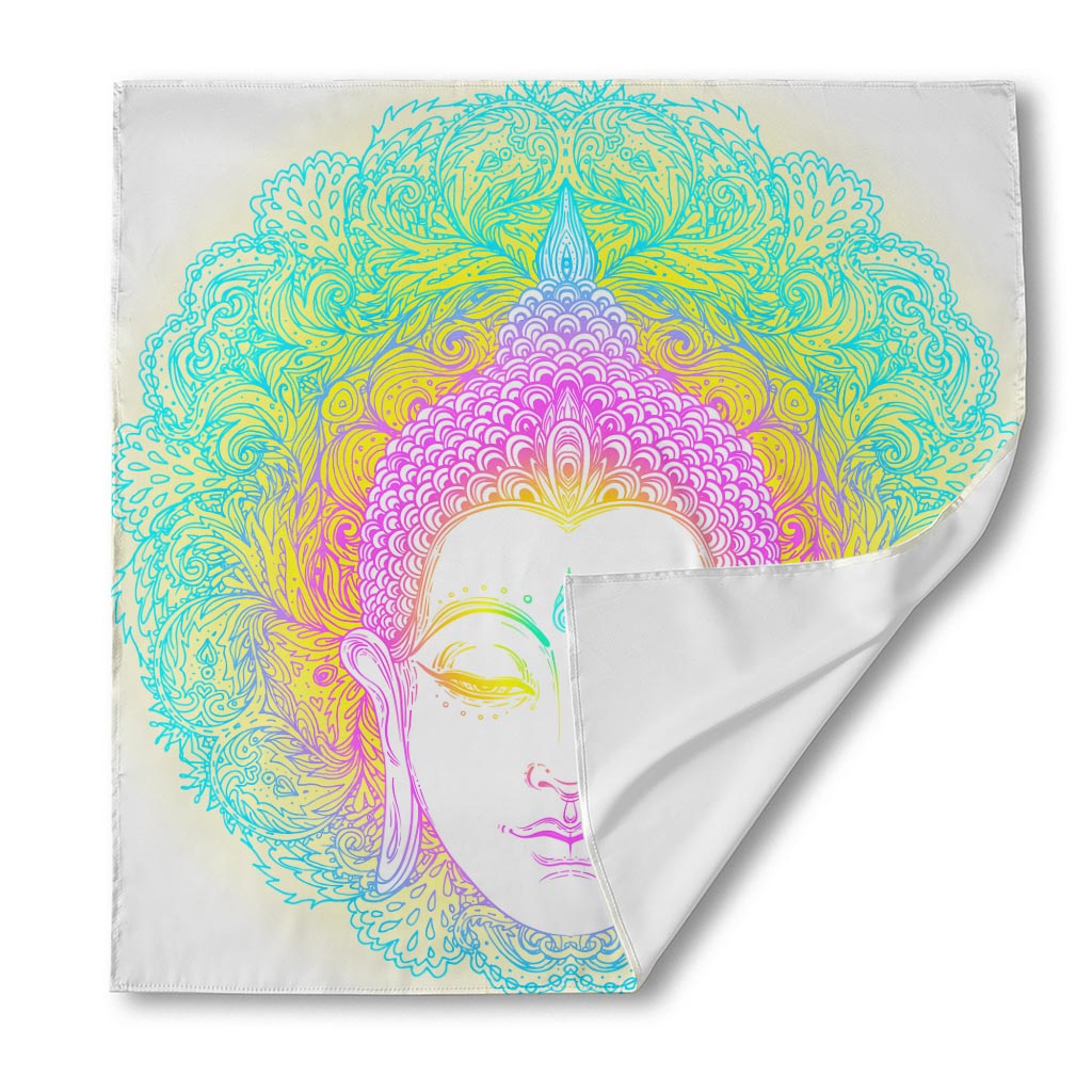 Colorful Buddha Mandala Print Silk Bandana