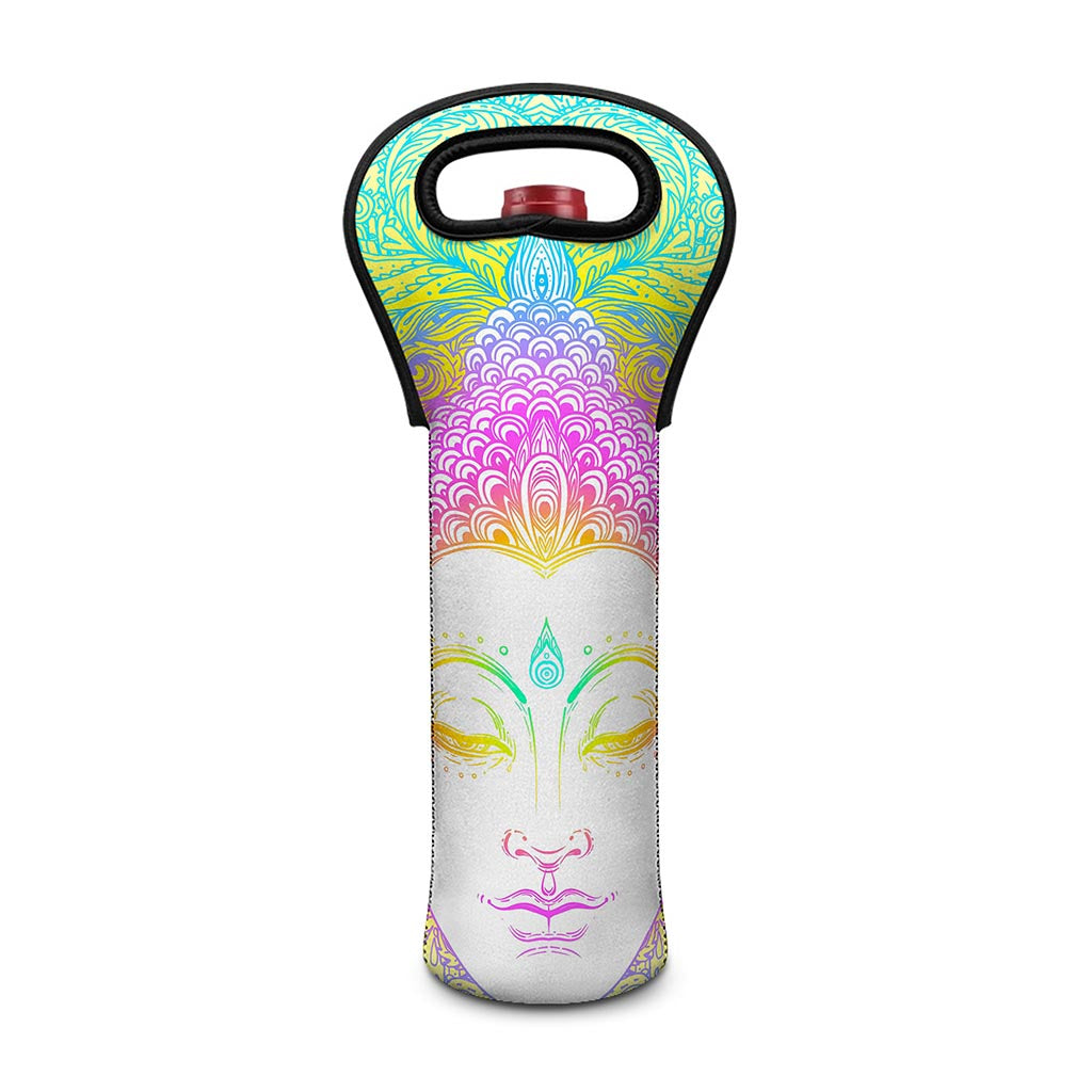 Colorful Buddha Mandala Print Single Neoprene Wine Tote