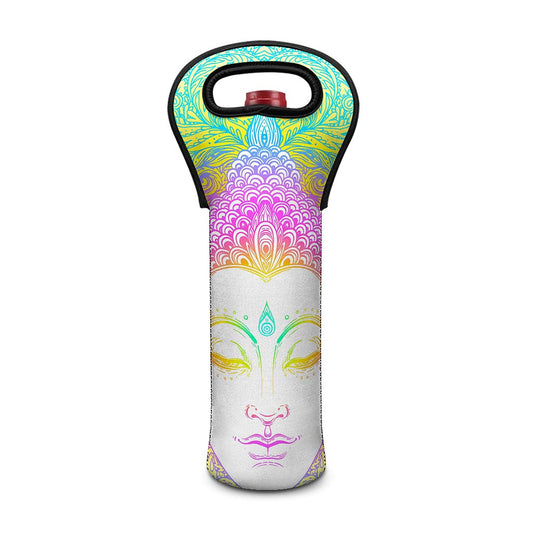 Colorful Buddha Mandala Print Single Neoprene Wine Tote
