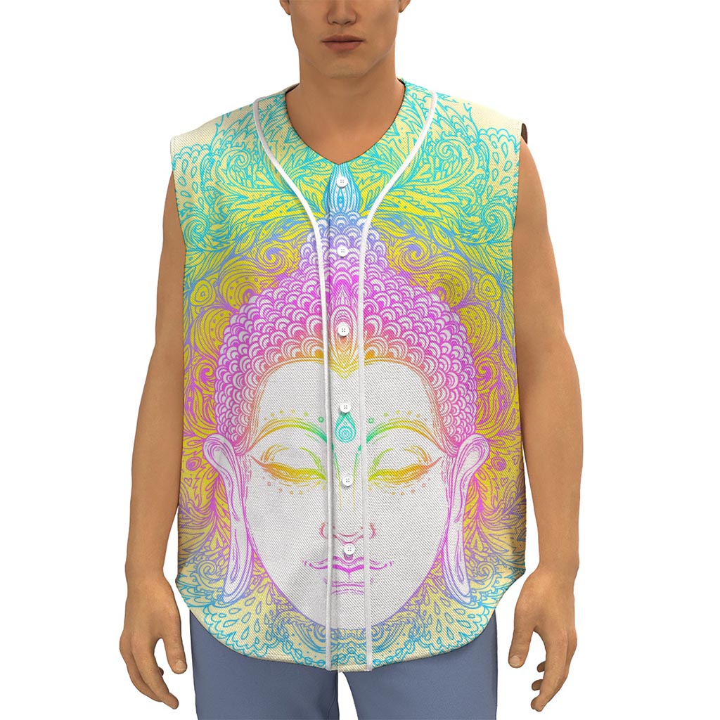 Colorful Buddha Mandala Print Sleeveless Baseball Jersey