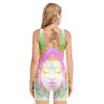 Colorful Buddha Mandala Print Sleeveless One Piece Swimsuit