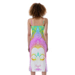 Colorful Buddha Mandala Print Slim Fit Midi Cami Dress