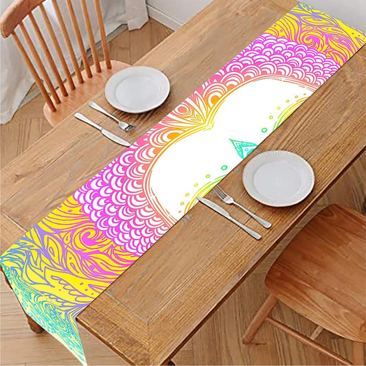 Colorful Buddha Mandala Print Table Runner