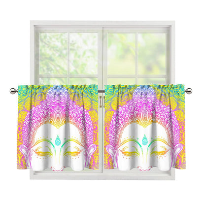 Colorful Buddha Mandala Print Tier Curtains