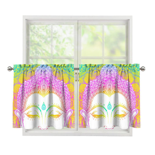 Colorful Buddha Mandala Print Tier Curtains