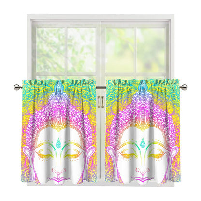 Colorful Buddha Mandala Print Tier Curtains