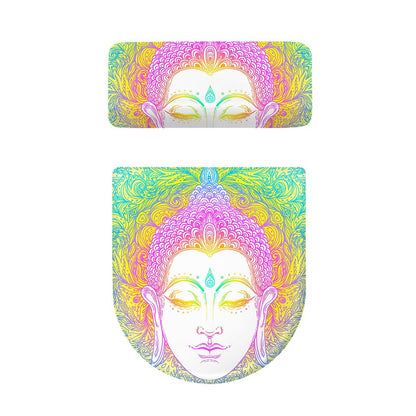 Colorful Buddha Mandala Print Toilet Lid And Tank Cover Set