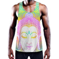 Colorful Buddha Mandala Print Men's Workout Tank Top