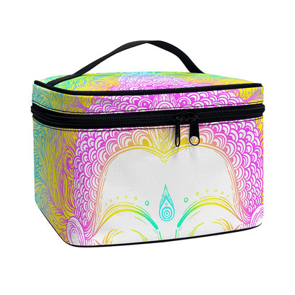Colorful Buddha Mandala Print Travel Makeup Bag