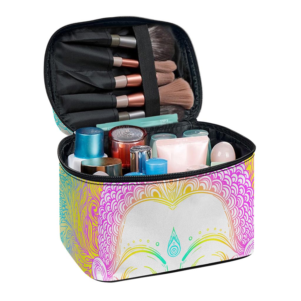 Colorful Buddha Mandala Print Travel Makeup Bag