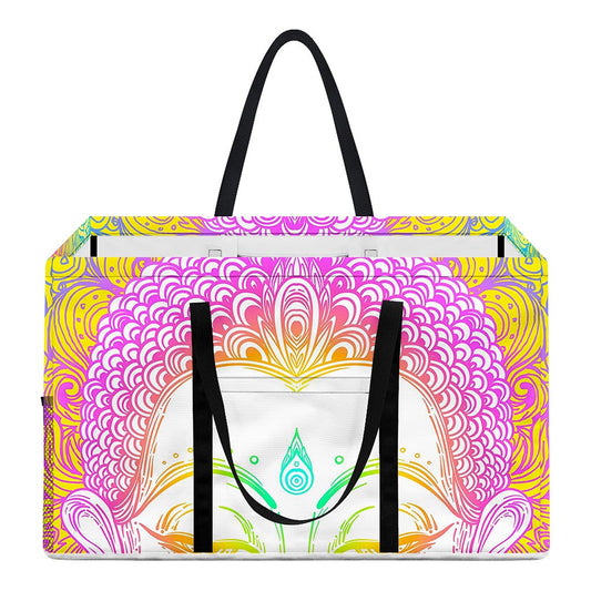 Colorful Buddha Mandala Print Utility Tote Bag