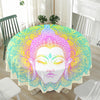 Colorful Buddha Mandala Print Waterproof Round Tablecloth