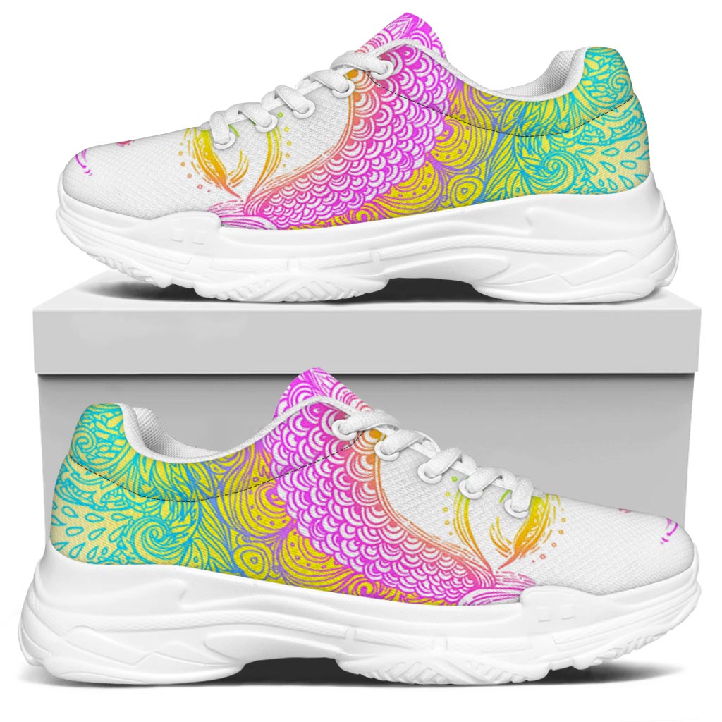 Colorful Buddha Mandala Print White Chunky Shoes