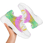 Colorful Buddha Mandala Print White Chunky Shoes